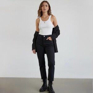 Mother SUPERIOR Study Skimp 26 Black High Waist Straight Leg Jeans